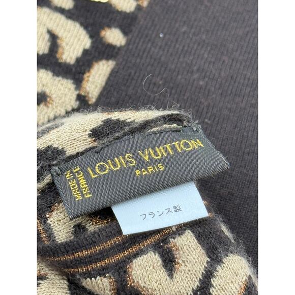 LOUIS VUITTON x Stephen Sprouse Cashmere Silk Leopard Long Gloves*Glitter gold! - Picture 7 of 7